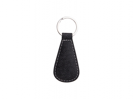 Llavero Cuero PU para grabado a láser (Gota de agua, Negro)