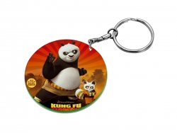 Porte-­clés en plastique rond Ø 47 mm blanc avec bord bleu Sublimation Transfert Thermique
