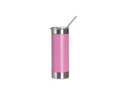 Tumbler Silicona y Acero Inoxidable 20oz/600ml para Grabado Láser  (Rosa/Blanco)Cantidad mínima 1000pcs