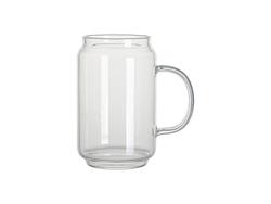 Caneca de Vidro Transparente em Forma de Lata 13oz/400ml com asa