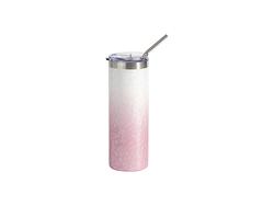 Copo fino de aço inoxidável Puffy Cloud de 200ml com palhinha (degradé de branco e rosa)