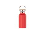 350ml/12oz Portable Bamboo Lid Powder Coated Stainless Steel Bottle (Red)