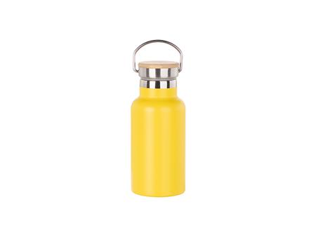 Garrafa Inox 350ml/12oz Coberto em Pó com Tampa de Bambu Fácil de levar  (Amarelo)