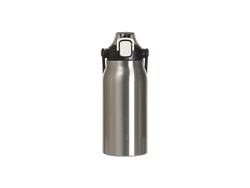Botella Travel Acero Inoxidable 44oz/1300ml con Tapa y Pajita Negra y Asa (Plateado)