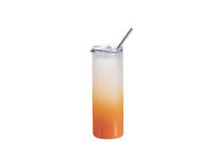 Garrafa de Vidro Skinny 25oz/750ml com canudo e Tampa de plástico (Fosco, Degradado Laranja)