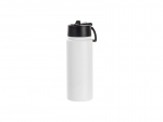 Sublimation Blanks 18oz/550ml Powder Coated SS Flask w/ Wide Mouth Straw Lid &amp; Rotating Handle (White, Matt Sub Coating)