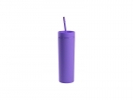 16oz/473ml Double Wall Plastic Skinny Tumbler with Straw &amp; Lid (Paint, Purple)