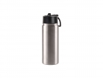 Engraving Blanks 18oz/550ml SS Flask w/ Wide Mouth Straw Lid &amp; Rotating Handle (Silver)