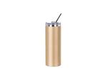 20oz/600ml Sublimation Glitter Stainless Steel Skinny  Tumbler with Straw &amp; Lid(Gold)