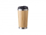 17oz/500ml Engraving Blanks Bamboo Thermal Tumbler w/ Black Lid