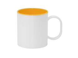 Mug plastique 330 ml intérieur jaune avec boîte Sublimation Transfert Thermique