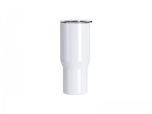 Sublimation Blanks 25oz/750ml Stainless Steel Travel Tumbler with Clear Flat Lid (White)