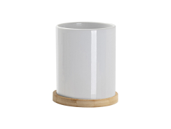 Sublimation 11oz Ceramic Flowerpot w/ Bamboo Base