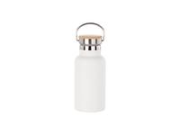 350ml/12oz Portable Bamboo Lid Powder Coated Stainless Steel Bottle (White)